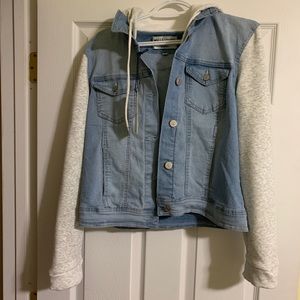 Knit Sleeve Denim Jacket